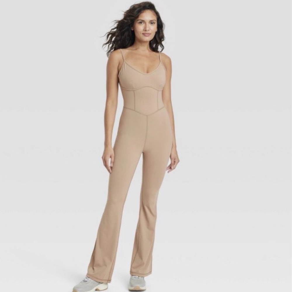JoyLab Tan Workout Jumpsuit Flared